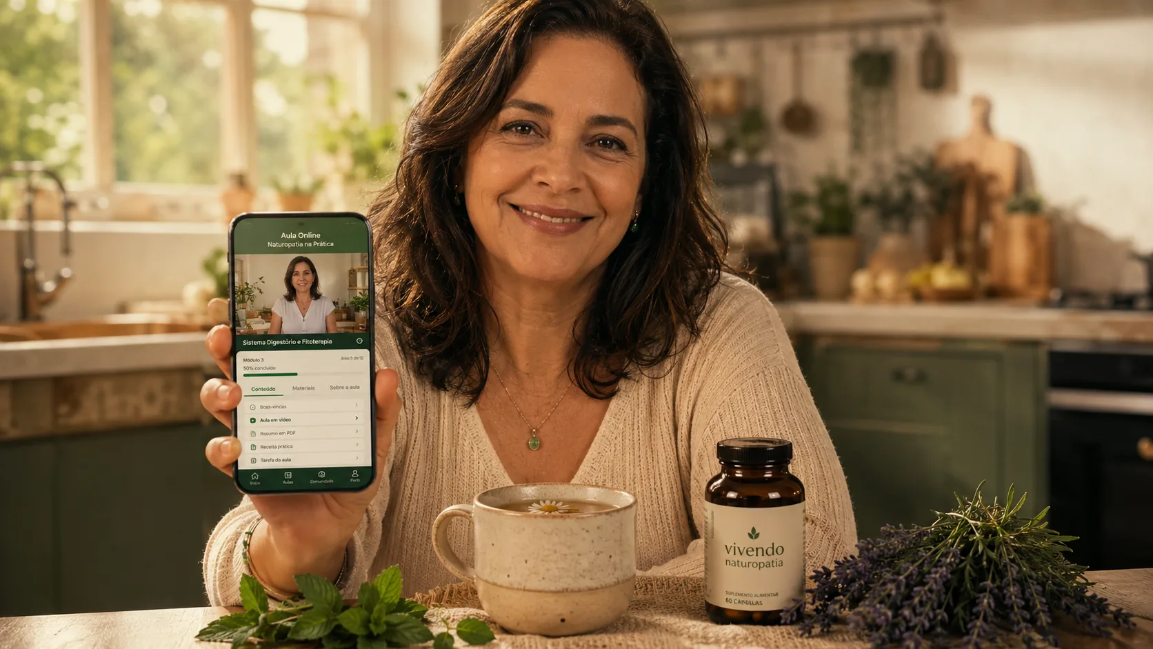 Aluna do Naturopatia Academy cuidando da família com o natural